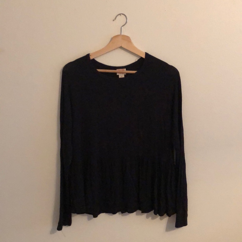 Black long sleeve peplum blouse